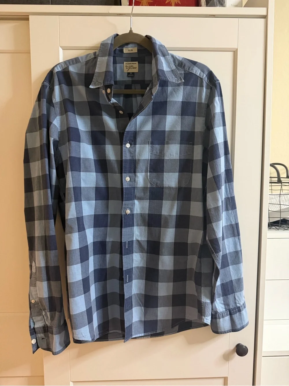 J.Crew Slim Fit Blue Check Shirt - Men's Medium